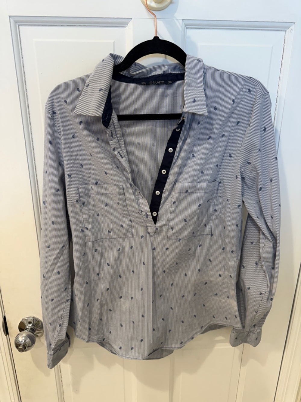 Vintage Zara Striped Button-Front Blouse